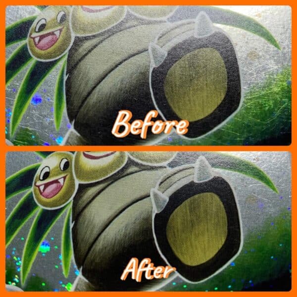 Trading Card Restoration Before & After TCG Card Care